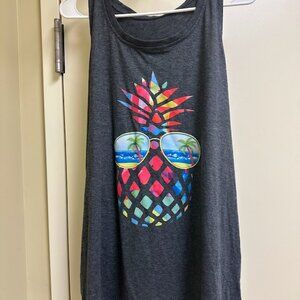 S102 - Amazon Grey Pinapple with Glasses Multi Color Ladies Women tank top 2x